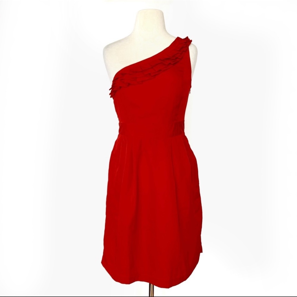The Limited Red One Shoulder Dress, with Pockets, Size 10